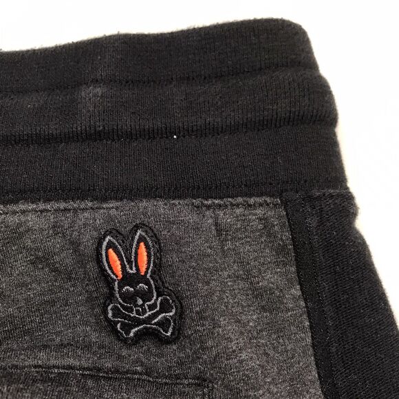 PSYCHO BUNNY Sweat Short Men L 34-36 Gray Black 3 Pocket Drawstring Luxury Sport - Picture 10 of 16